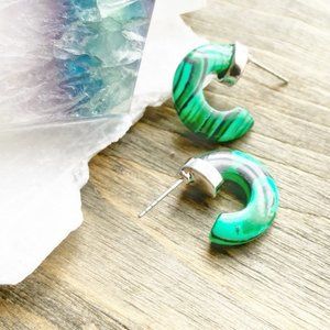 GREEN MALACHITE SILVER HOOPS STATEMENT